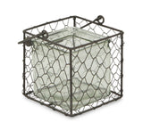 5" Brown and Clear Square Wire Basket and Glass Jar