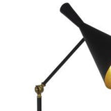 60" Black Adjustable Floor Lamp With Black And Gold Cone Shade