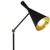 60" Black Adjustable Floor Lamp With Black And Gold Cone Shade