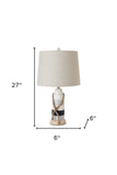 Set of Two 28" Gold Metal Cylinder Table Lamps With White Shade