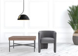 24" Grey Velvet Asymmetrical Base Arm Chair
