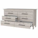 32" Light Gray Manufactured Wood Six Drawer Double Dresser