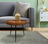 21" Gold And Gray Marble And Iron Round End Table