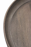 18" Black And Natural Brown Solid Wood And Iron Round End Table