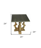 22" Black And Clear Glass And Marble Round End Table