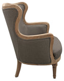 26" Gray Linen And Natural Solid Color Arm Chair