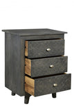 30" Gray Three Drawer Nightstand