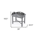 30" Powder Gray Oval Distressed Adjustable Shape Coffee Table