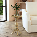 26" Beige Manufactured Wood Oval End Table With Drawer And Shelf