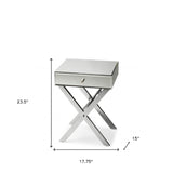 21" Silver Geo Base and Glass Round End Table