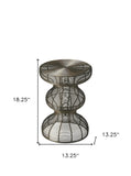 14" Black And Silver Aluminum Round End Table