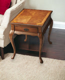 25" Medium Brown Solid And Manufactured Wood Rectangular End Table With Drawer