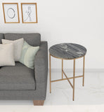 22" Brown Marble Round End Table