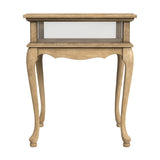25" Beige Glass Rectangular End Table