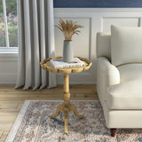 25" Beige Glass Rectangular End Table