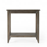 24" Cream White Rectangular End Table With Shelf