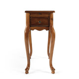 25" Cherry Brown Solid And Manufactured Wood Rectangular End Table With Drawer