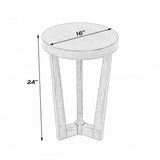 24" Brown Solid Wood and Black Round End Table