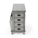 24" Dark Brown Manufactured Wood Rectangular End Table With Four Drawers