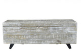 46" Whitewash Gray And Black Solid Wood Entryway Bench with Flip Top