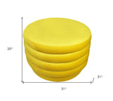 31" Yellow Velvet Tufted Round Cocktail Ottoman