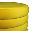 21" Yellow Velvet Tufted Round Cocktail Ottoman