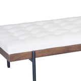 72" Black And Ivory Upholstered Cotton Blend Bedroom Bench