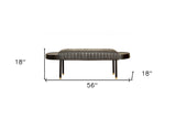 72" Black And Ivory Upholstered Cotton Blend Bedroom Bench