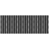 2' X 5' Black And White Modern Stripe Printed Vinyl Area Rug with UV Protection