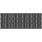 2' X 5' Black And White Modern Stripe Printed Vinyl Area Rug with UV Protection