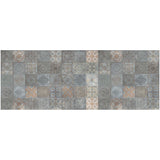 2' X 5' Brown And Gray Mosaic Tile Printed Vinyl Area Rug with UV Protection