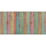 2' X 4' Distressed Aqua Green And Pink Printed Vinyl Area Rug With UV Protection