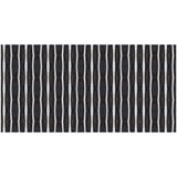 2' X 4' Black And White Modern Stripe Printed Vinyl Area Rug with UV Protection