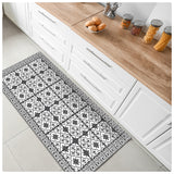 2' X 4' Brown And Gray Mosaic Tile Printed Vinyl Area Rug with UV Protection