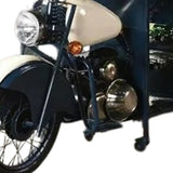 Black and White Metal Glider Motorcycle Rolling Bar Cart With Wine Storage