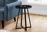 24" Silver And White Faux Marble Round End Table