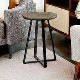 22" Black Faux Marble Round End Table