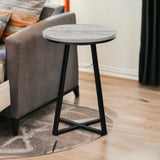 22" Black And Dark Taupe Round End Table