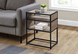 23" Black And Grey Faux Stone End Table With Shelf