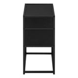22" Black End Table With Two Shelves