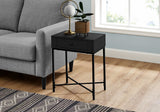 23" Black Faux Marble End Table With Shelf