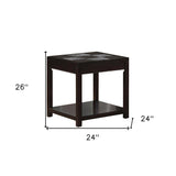 24" Black And Brown End Table With Shelf