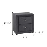 21" Dark Gray Velvet Two Drawer Nightstand