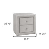 21" Light Gray Velvet Two Drawer Nightstand