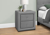 21" Gray Faux Leather Two Drawer Nightstand