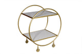 Gray and Gold Iron And Marble Rolling Bar Cart