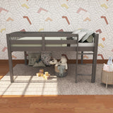 White Solid Wood Full Double Size Low Loft Bed