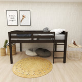 Gray Solid Wood Twin Size Low Loft Bed