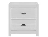 24" White Distressed Solid Wood Two Drawer Nightstand