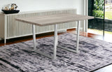 59" Taupe And Silver Metal Dining Table